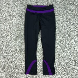 Lululemon Pants Womens 4 Black Purple Inspire Crop Leggings Running Gym Yoga